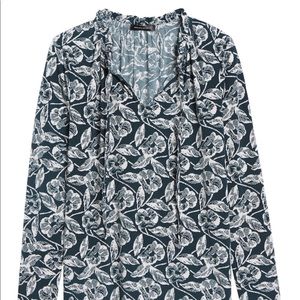 Banana Republic Tie Neck Floral Top